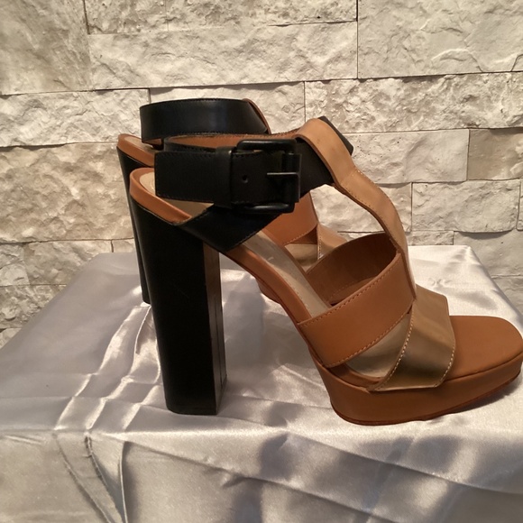 Elizabeth and James Chunky Rose Gold Black Heels - Picture 7 of 11